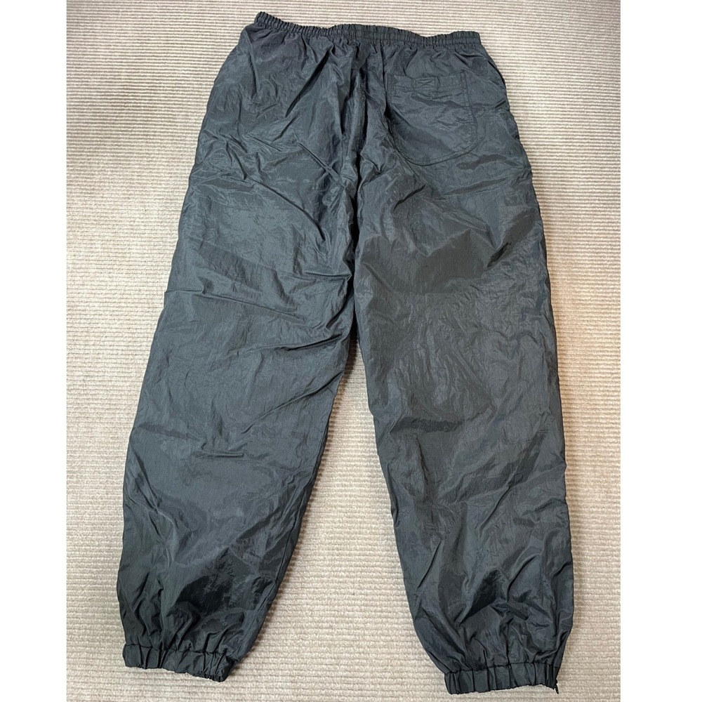 Vintage Black Nylon Track Pants XL Mens Windbreaker Joggers Zipper Cuffs VTG 90s - Picture 5 of 7